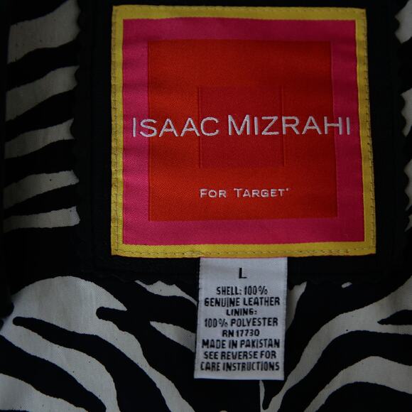Isaac Mizrahi women's Black leather zip jacket size L - Picture 3 of 5